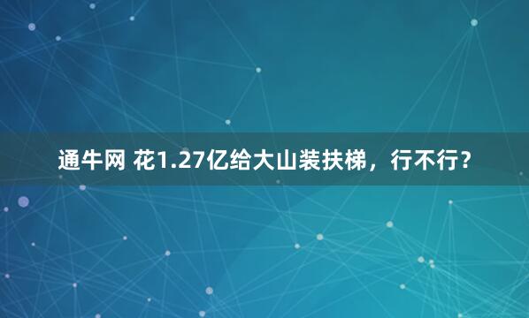 通牛网 花1.27亿给大山装扶梯，行不行？