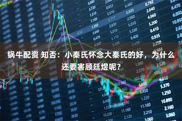 锅牛配资 知否：小秦氏怀念大秦氏的好，为什么还要害顾廷煜呢？